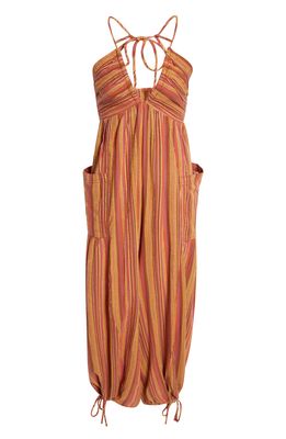 Free People Sundaze For Surfin Halter Jumpsuit in Red Clay Combo