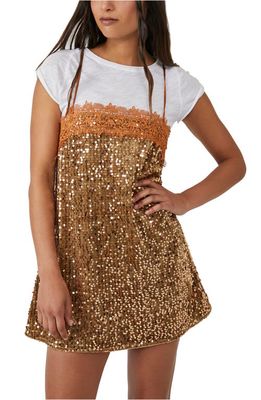 Free People That Girl Sequin Mini Slipdress in Pumpkin Pie