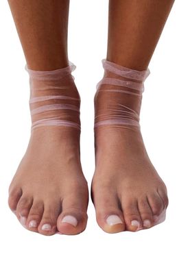 Free People The Moment Tulle Mesh Crew Socks in Pink