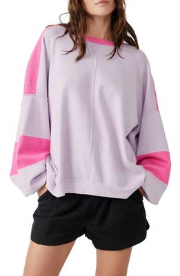Free People Uptown Colorblock Pullover in Lilac Aurora Combo