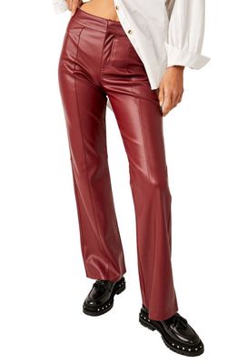 Free People Uptown High Waist Faux Leather Flare Pants in Mulberries at Nordstrom, Size 4