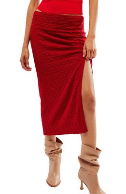 Free People Valentina Jacquard Midi Skirt in Ruby Glare