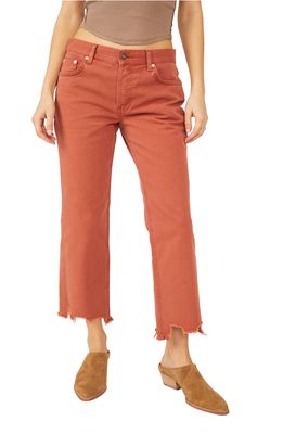 Free People We the Free Maggie Mid Rise Ripped Straight Leg Jeans in Rare Sienna