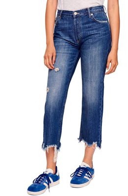 Free People We the Free Maggie Ripped Crop Straight Leg Jeans in Sequoia Blue