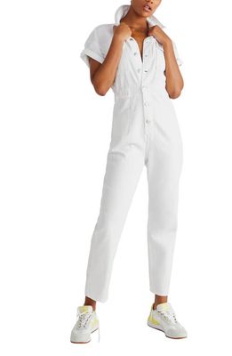 Free People We the Free Marci Short Sleeve Jumpsuit in Optic White