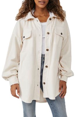 Free People We the Free Ruby Fleece Shirt Jacket in Champagne Dreams