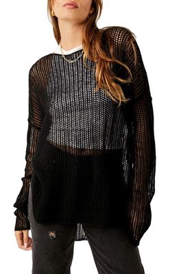 Free People Wednesday Open Knit Cashmere Sweater in Black
