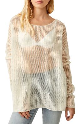 Free People Wednesday Open Knit Cashmere Sweater in Whey