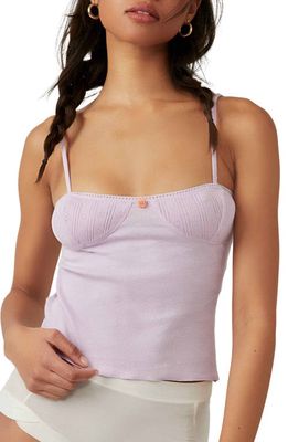 Free People Weekend Vibe Pointelle Cup Ribbed Pajama Camisole in La Fluer