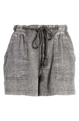 Free People Westmoreland Linen Blend Drawstring Shorts in Dried Basil
