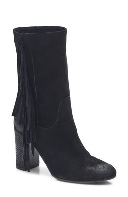 Free People Wild Rose Slouch Fringe Boot in Black Suede