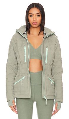 Free People X FP Movement All Prepped Ski Jacket In Greyed Olive in Sage