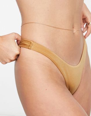 Free Society high leg brazilian bikini bottom in antique gold
