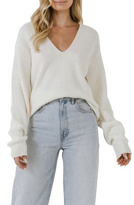 Free the Roses Endless Rose Oversize Deep-V Sweater in Cream