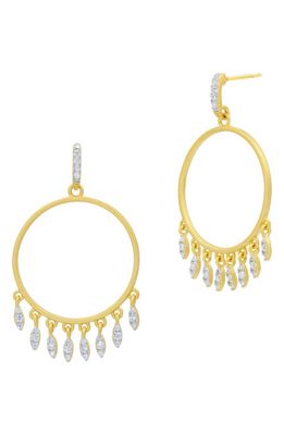 FREIDA ROTHMAN Blossoming Brilliance Open Circle Drop Earrings in Gold And Silver