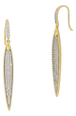 FREIDA ROTHMAN Petals & Pavé Linear Drop Earrings in Gold And Silver