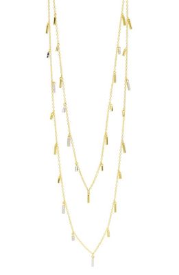 FREIDA ROTHMAN Radiance Droplet Cubic Zirconia Station Necklace in Silver/gold