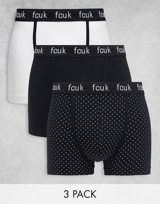 French Connection 3 pack boxers in black and white
