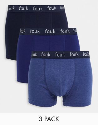 French Connection 3 pack boxers in blue multi