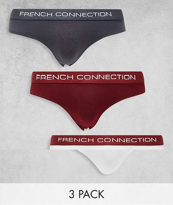 French Connection 3 pack briefs in iron ink and bloostone-Red