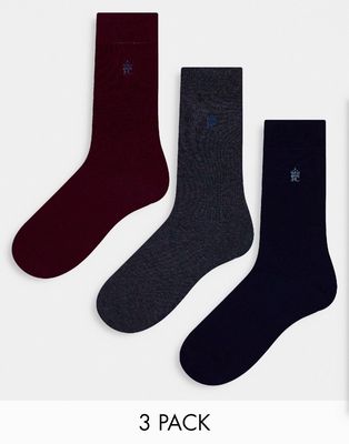 French Connection 3 pack socks in black and gray