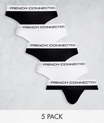 French Connection 5 pack briefs in black and white