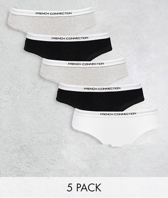 French Connection 5 pack thongs in white