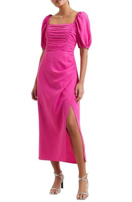 French Connection Afina Inu Satin Midi Dress in Wild Rosa