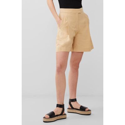 French Connection Alania City High Waist Shorts in Biscotti 