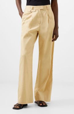 French Connection Alania City Pleat Wide Leg Pants in Biscotti