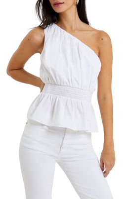 French Connection Alania One-Shoulder Blouse in Linen White