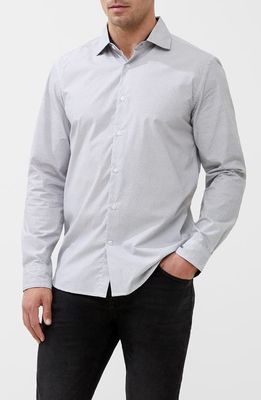 French Connection Allover Print Button-Up Shirt in White/Black