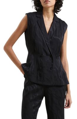 French Connection Ara Stripe Satin Waistcoat in Blackout