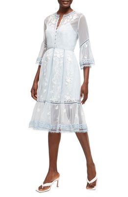 French Connection Arabelle Embroidered Dress in Summer Sky