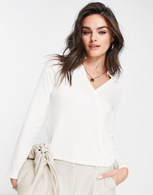 French Connection asymmetric button front top in white