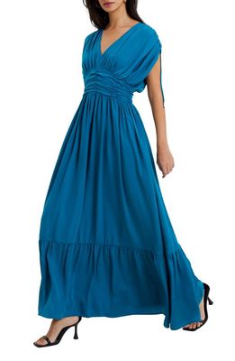 French Connection Audrey Satin Maxi Dress in Ocean Depths