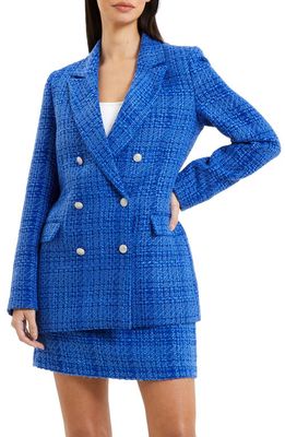 French Connection Azzurra Double Breasted Tweed Blazer in 40-Light Blue Depths