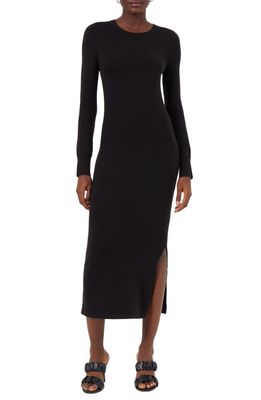 French Connection Baby Soft Long Sleeve Midi Sweater Dress in Black