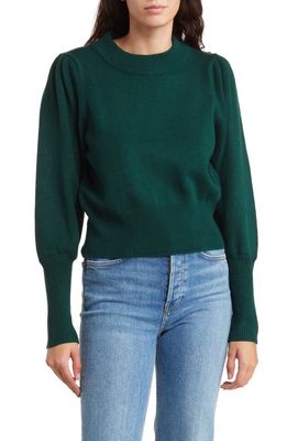 French Connection Babysoft Balloon Sleeve Crop Sweater in Byron Green