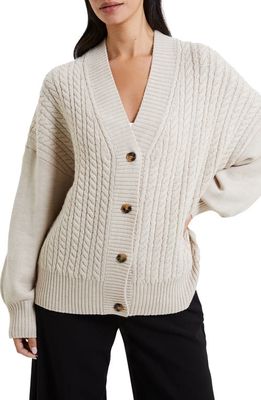 French Connection Babysoft Cable Stitch Cardigan in Lgt Oatmea