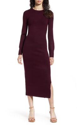 French Connection Babysoft Crewneck Sweater Dress in Evening Wine