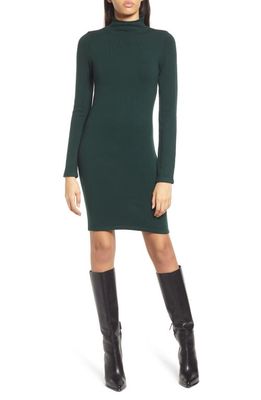 French Connection Babysoft Long Sleeve Mock Neck Knit Dress in Byron Green