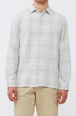French Connection Barrow Dobby Check Button-Up Shirt in Sand Combo