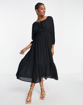 French Connection boho maxi dress in black