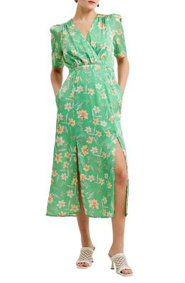French Connection Camille Wrap Front Midi Dress in 31-Poise Green