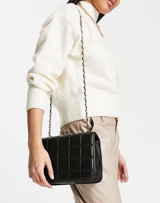 French Connection chain quilted shoulder bag in black