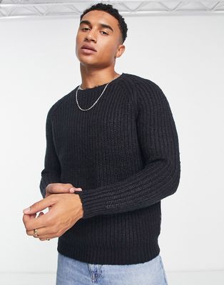 French Connection chunky twist sweater in navy-Red