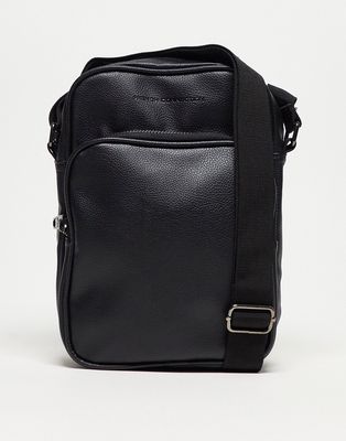 French Connection classic faux leather flight bag in black