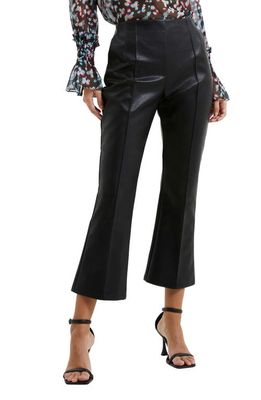 French Connection Claudia Faux Leather Kick Flare Pants in Blackout