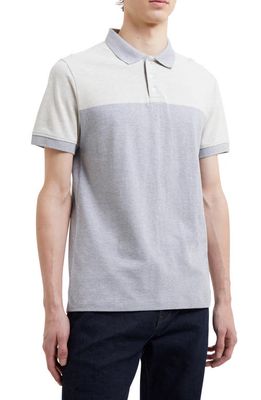 French Connection Colorblock Piqué Polo in Light Grey Melange Multi